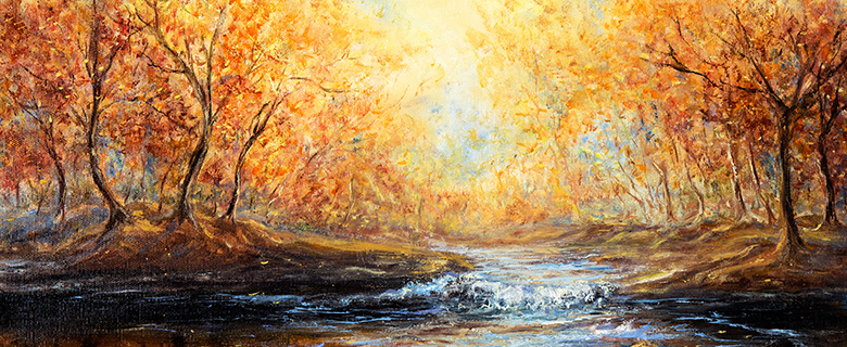 Golden Leaf Canvas Painting with Hobby House Qatar Golden Leaf Canvas Painting with Hobby House Qatar